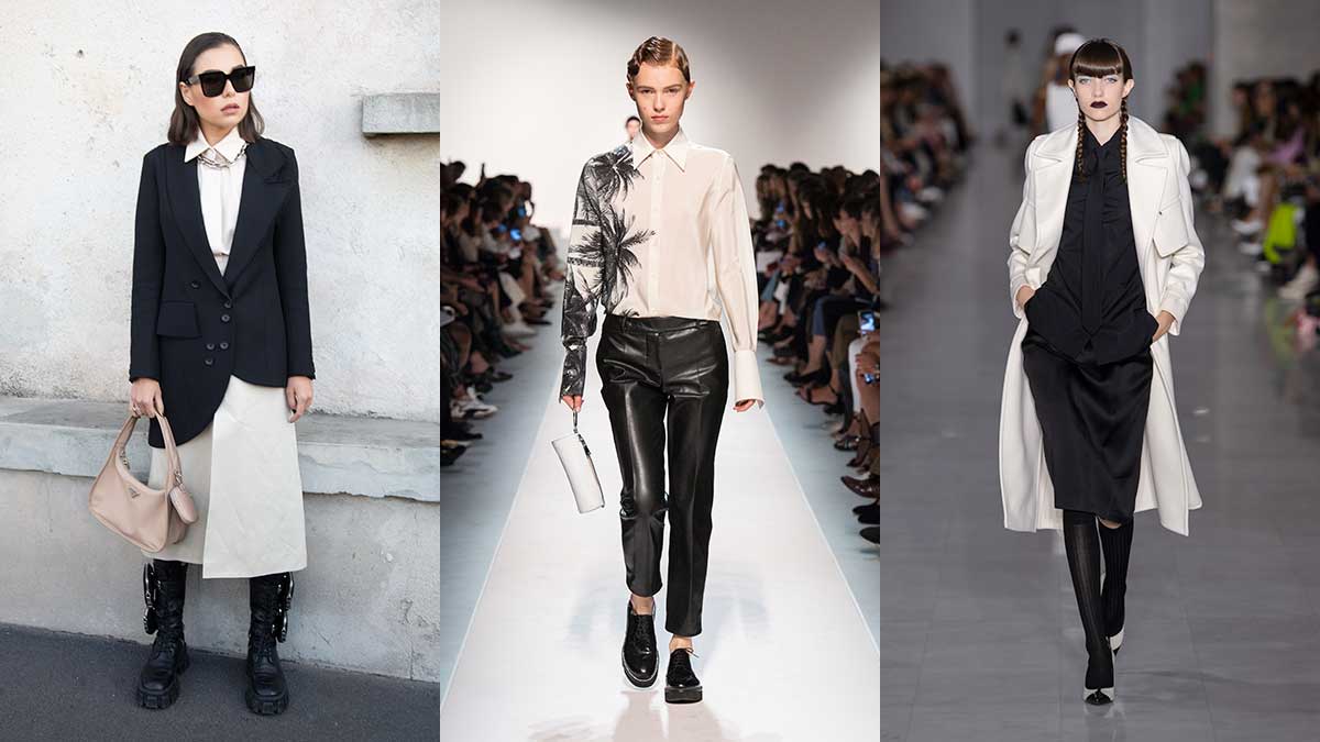 Zwart-wit volgens de nieuwste mode trends lente 2020. Tip: koop grote witte knopen! TRENDYSTYLE
